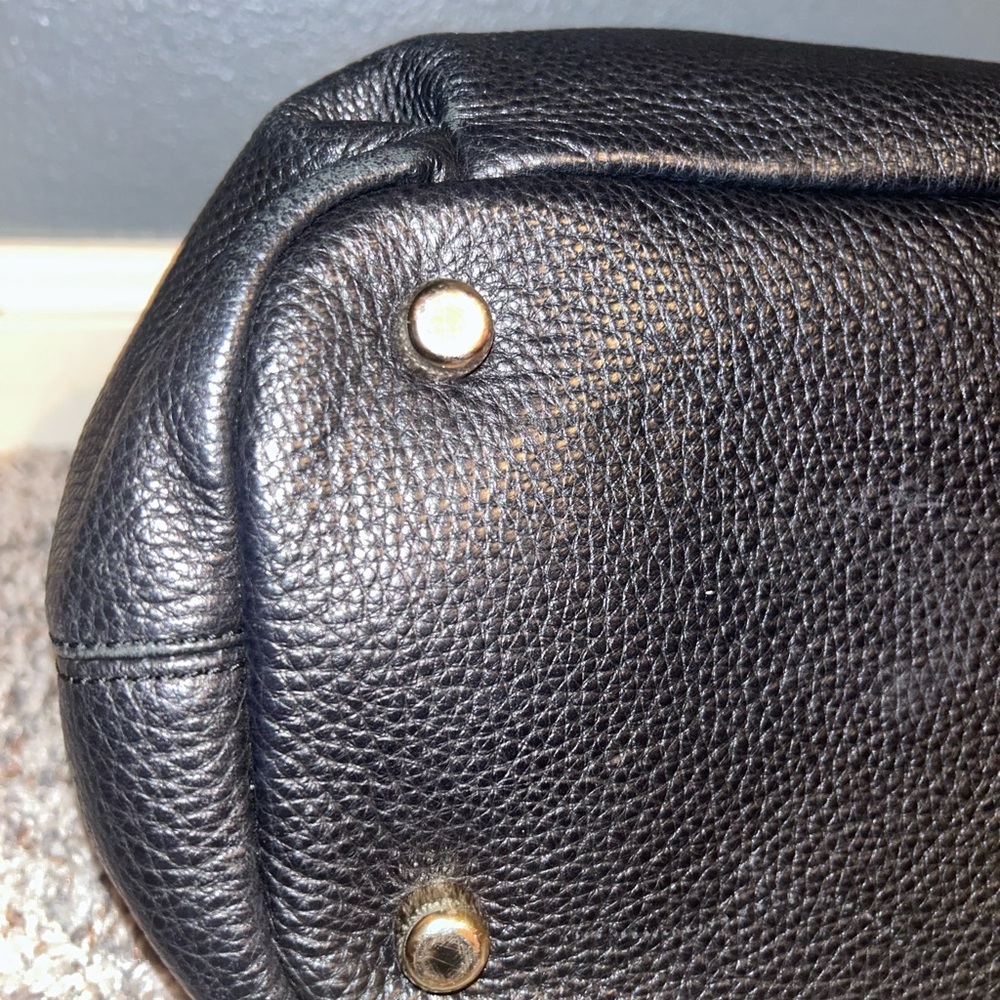 Coach Black Pebbled Leather Shoulder Satchel with Gold Hardware - Picture 11 of 14